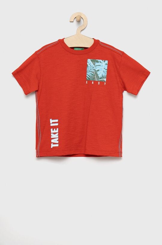 

Хлопковая футболка для детей United Colors of Benetton, красный