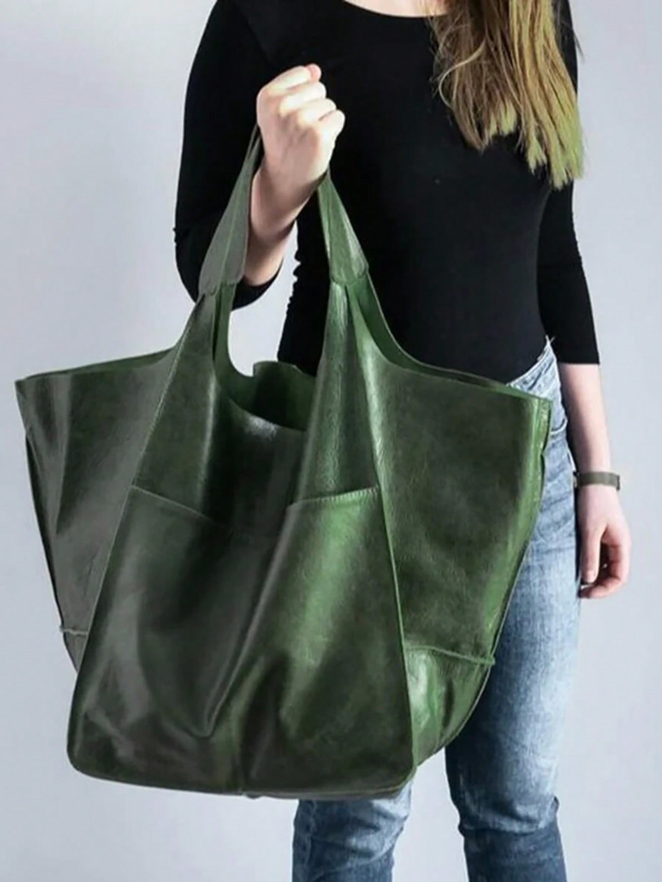 Большая вместительная сумка, зеленый