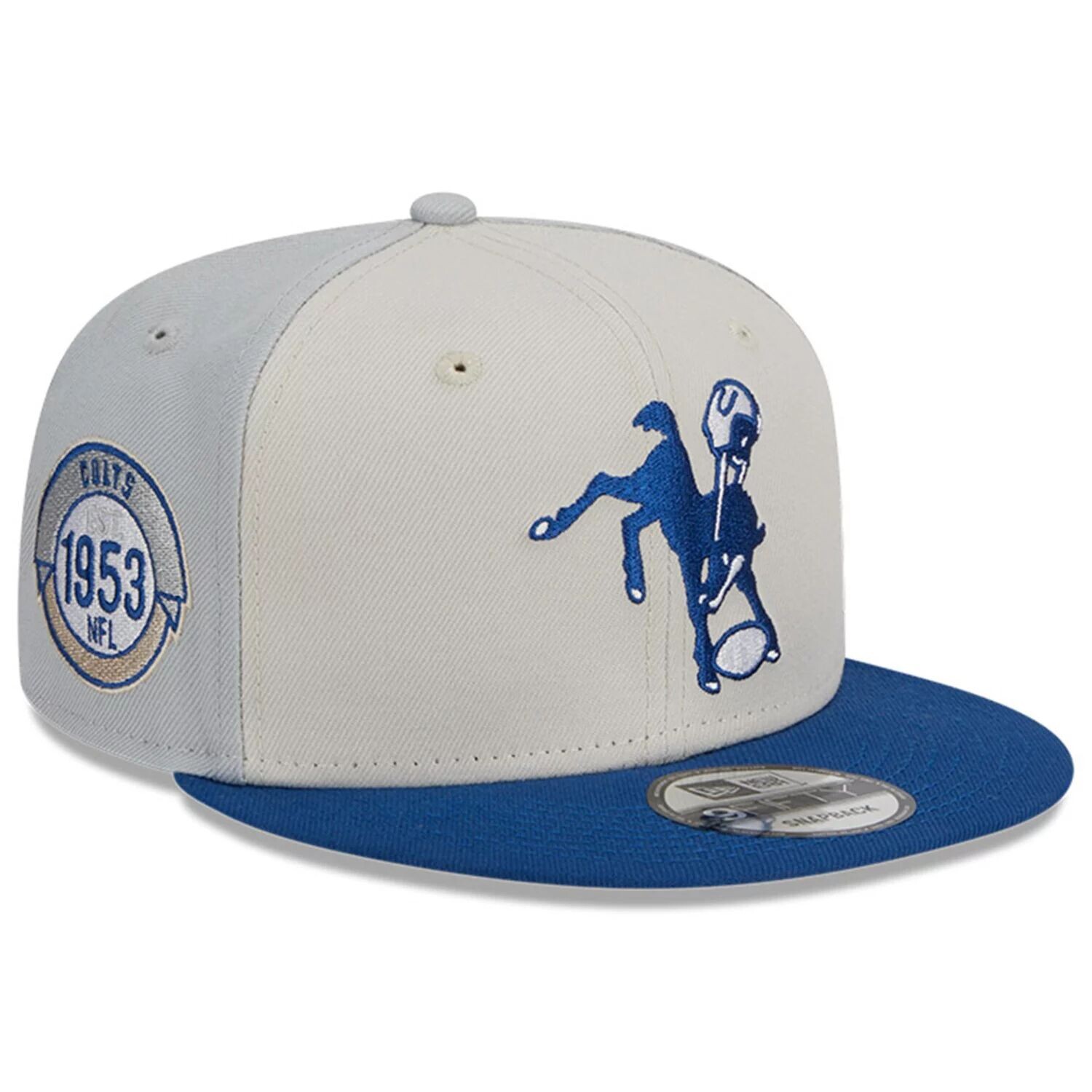 

Мужская кепка New Era Cream/Royal Indianapolis Colts 2023 Sideline Historic 9FIFTY Snapback