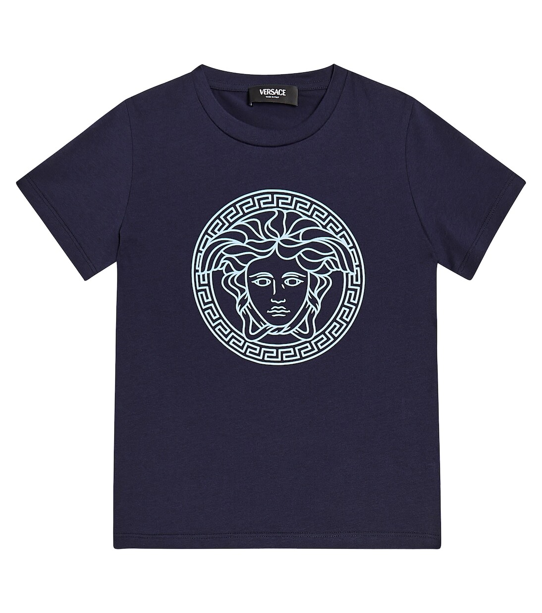 Футболка из хлопкового джерси с декором medusa Versace Kids, синий футболка versace синий