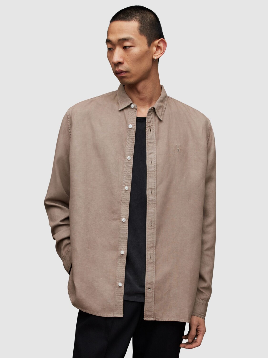 

Рубашка Laguna Regular Fit из смесового льна AllSaints, каштановый