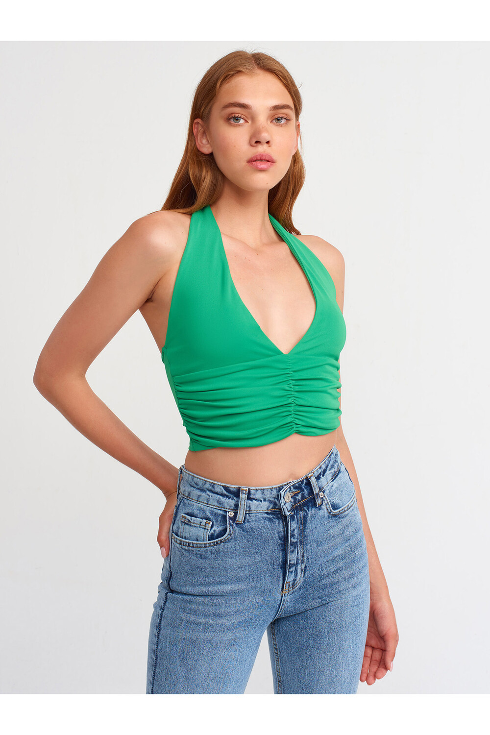 

Топ 20154 Gather Detailed Crop Top-зеленый Dilvin