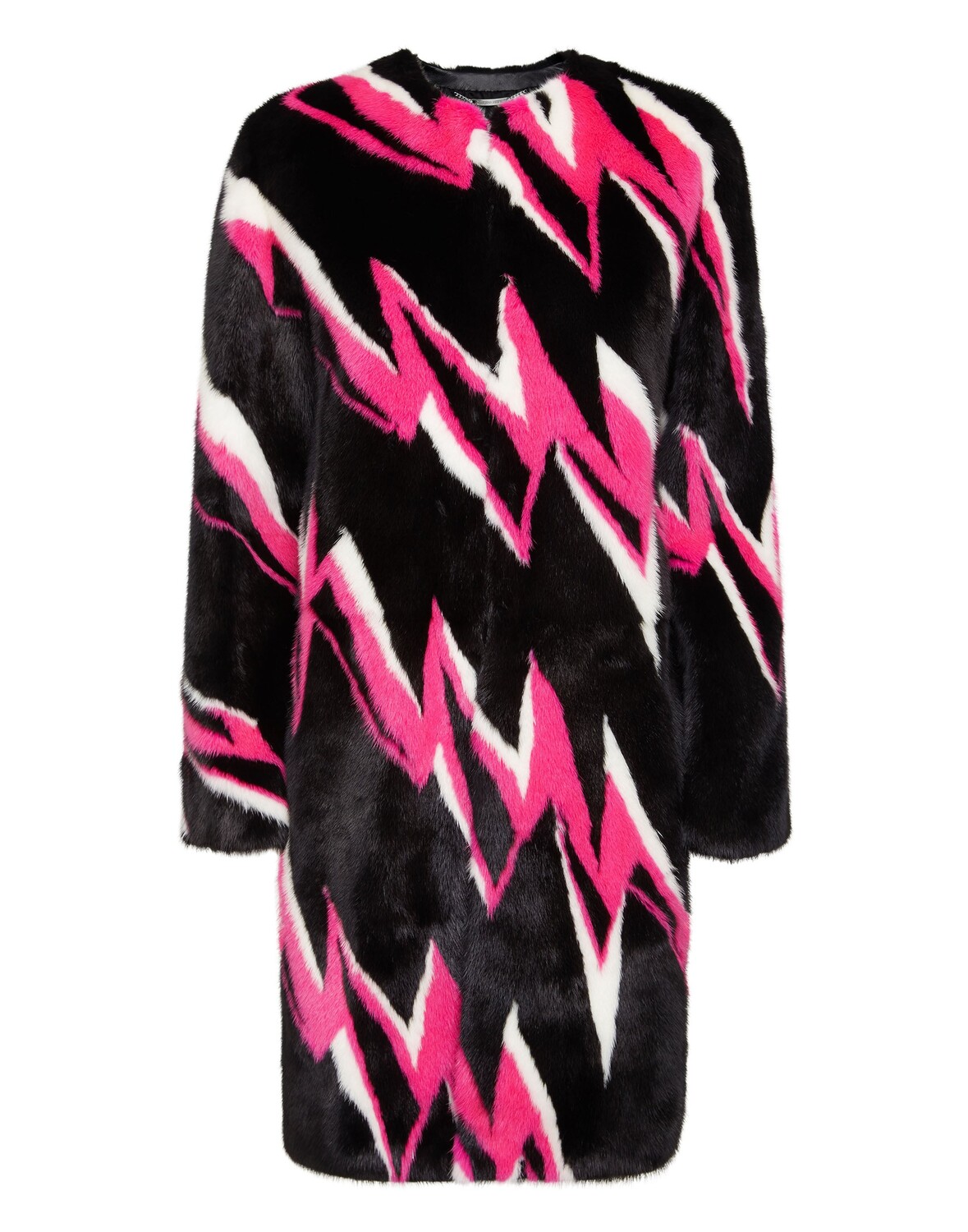 

Шуба Длинный Гром Philipp Plein, цвет Black+Fuchsia