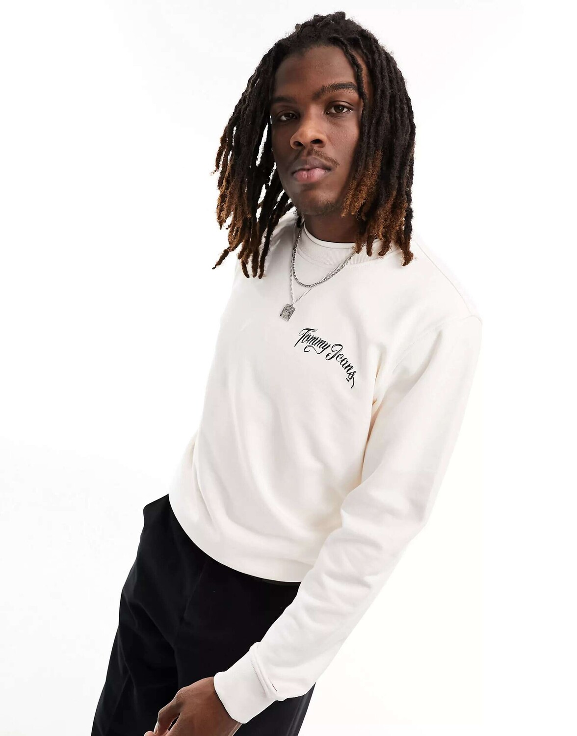

Белая винтажная толстовка с круглым вырезом и логотипом города Tommy Jeans, Белый