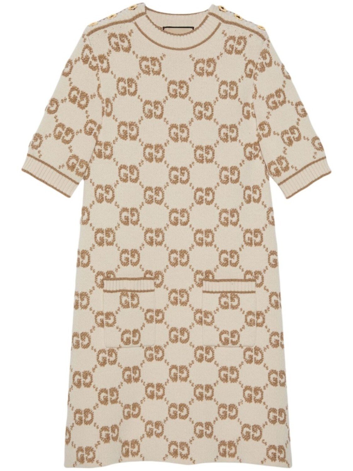 

Gucci шерстяное платье с логотипом GG, нейтральный цвет