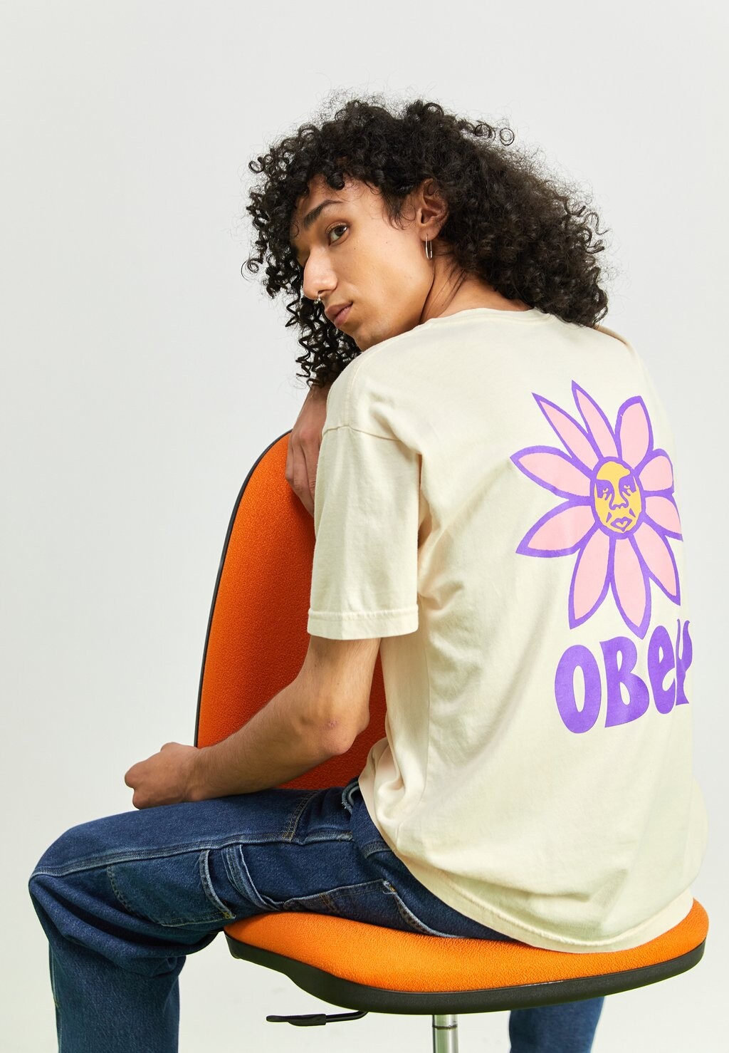 

Футболка с принтом Obey Clothing, молочный, Белый