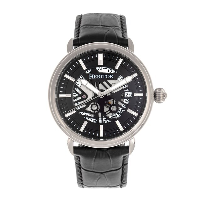 

Автоматические часы Heritor Mattias с кожаным ремешком и датой Heritor Automatic, черный