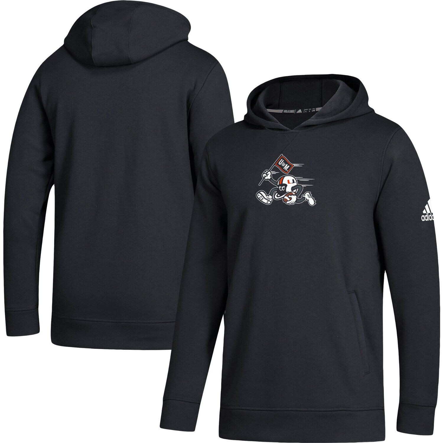 

Молодежный пуловер с капюшоном adidas Black Miami Hurricanes Helmet Runner Pullover adidas