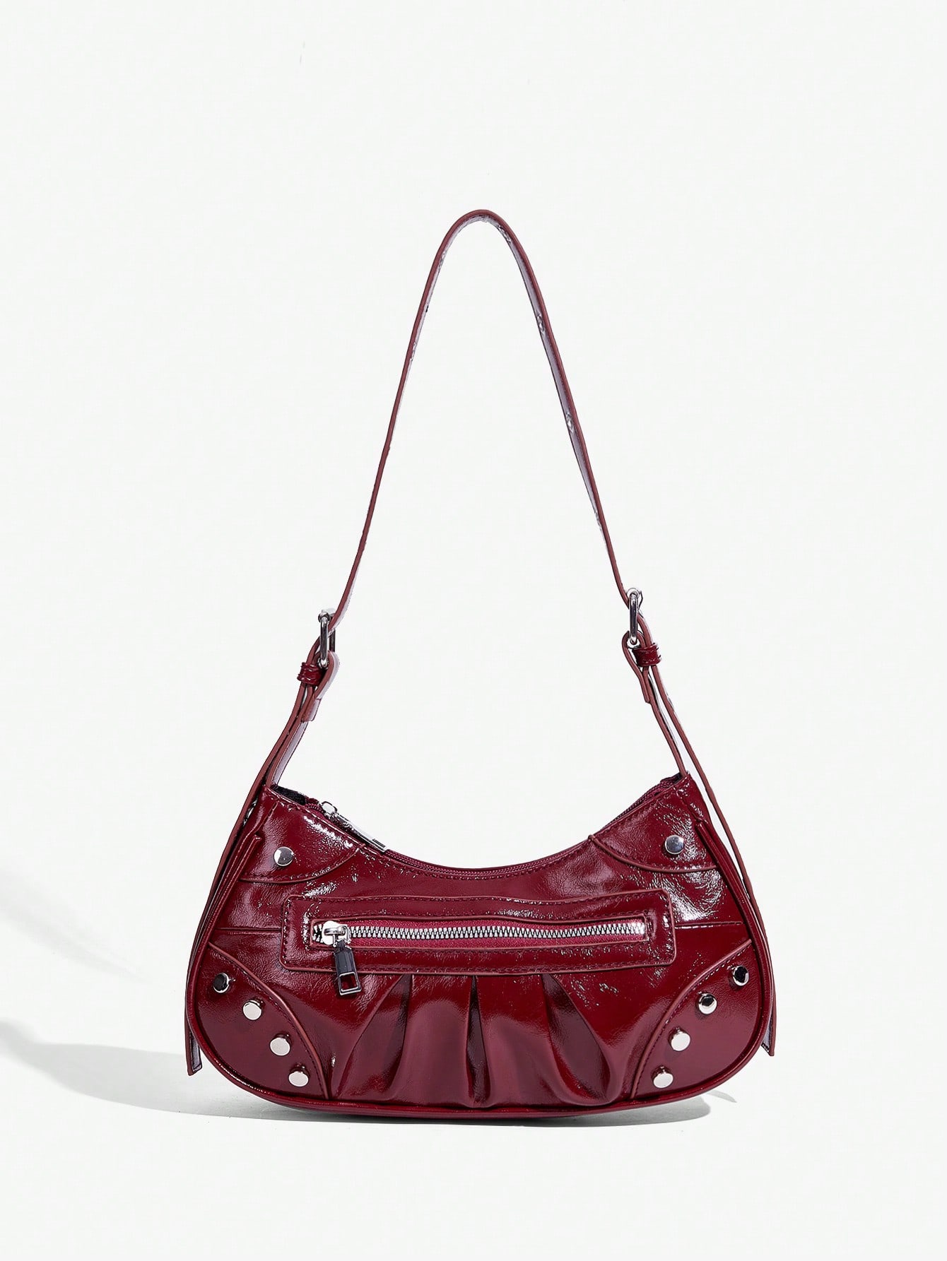 SHEIN ICON Street Style, женская модная однотонная сумка через плечо, бургундия shein icon женская модная винтажная красная сумка через плечо с заклепками многоцветный