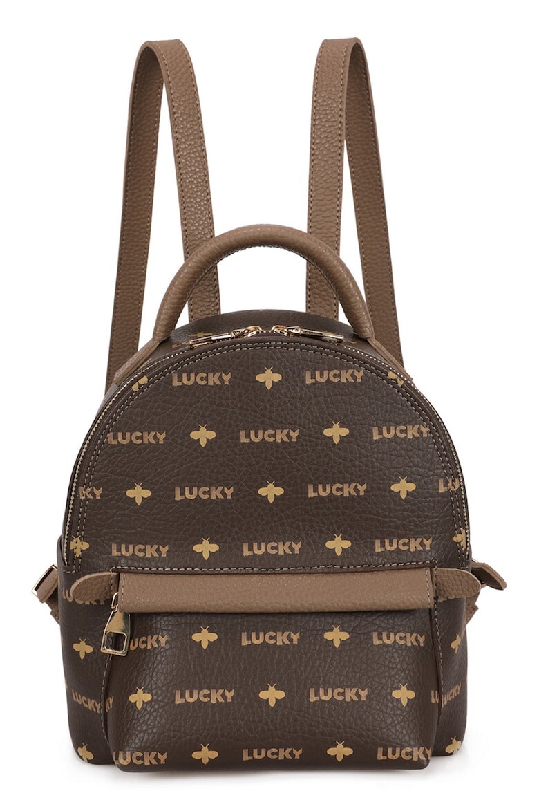 

Рюкзак из экокожи с логотипом Lucky Bees, коричневый