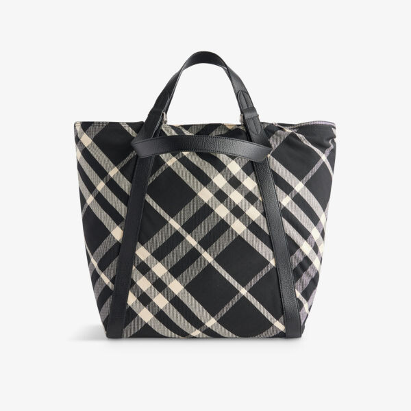 

Плетеная сумка-тоут festival в клетку Burberry, черный