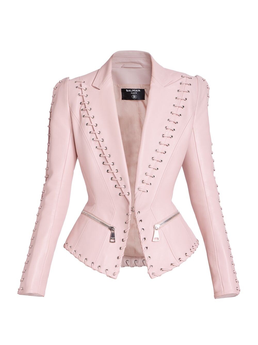 

Кожаный пиджак Balmain, розовый