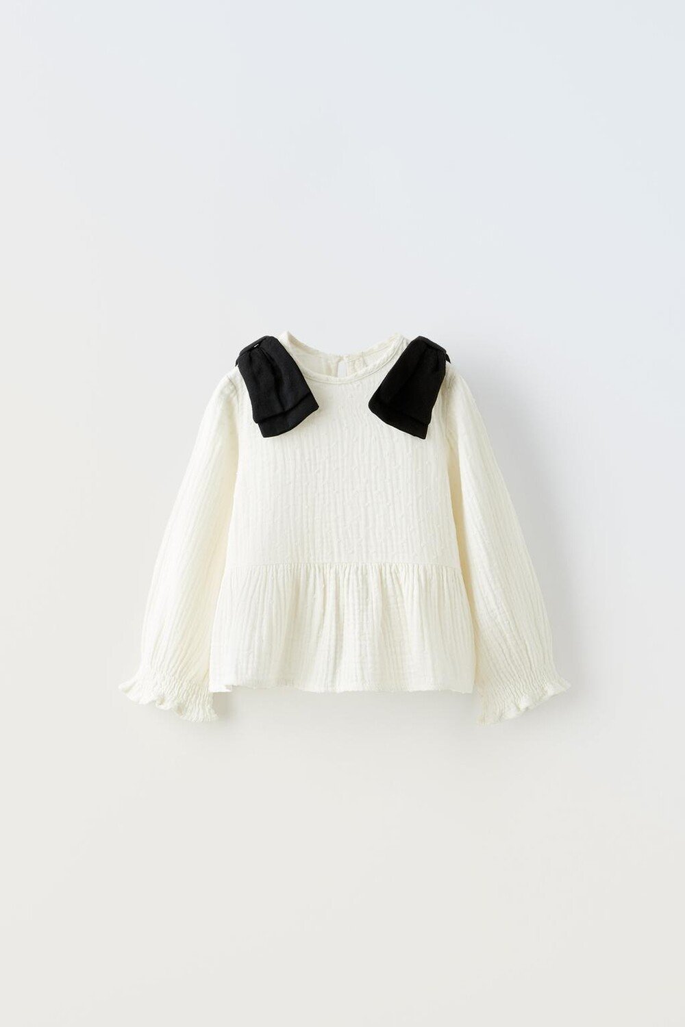 

Блузка в сетку с бантами ZARA, экрю