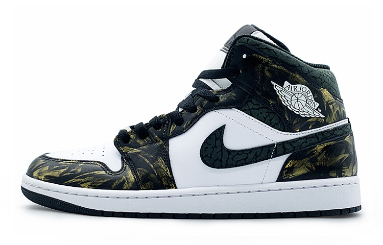 

Кроссовки Air Jordan 1 Vintage Basketball Shoes Women's Mid-top Black Gold, черный