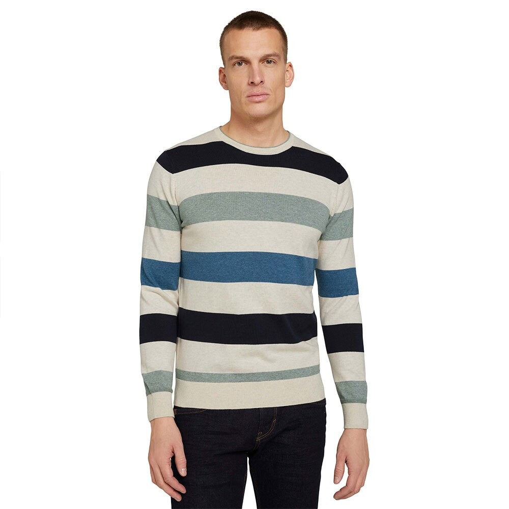 Свитер Tom Tailor 1029746 Striped Knit Crew Neck, бежевый свитер tom tailor 1038238 comfort cosy knit crew neck бежевый