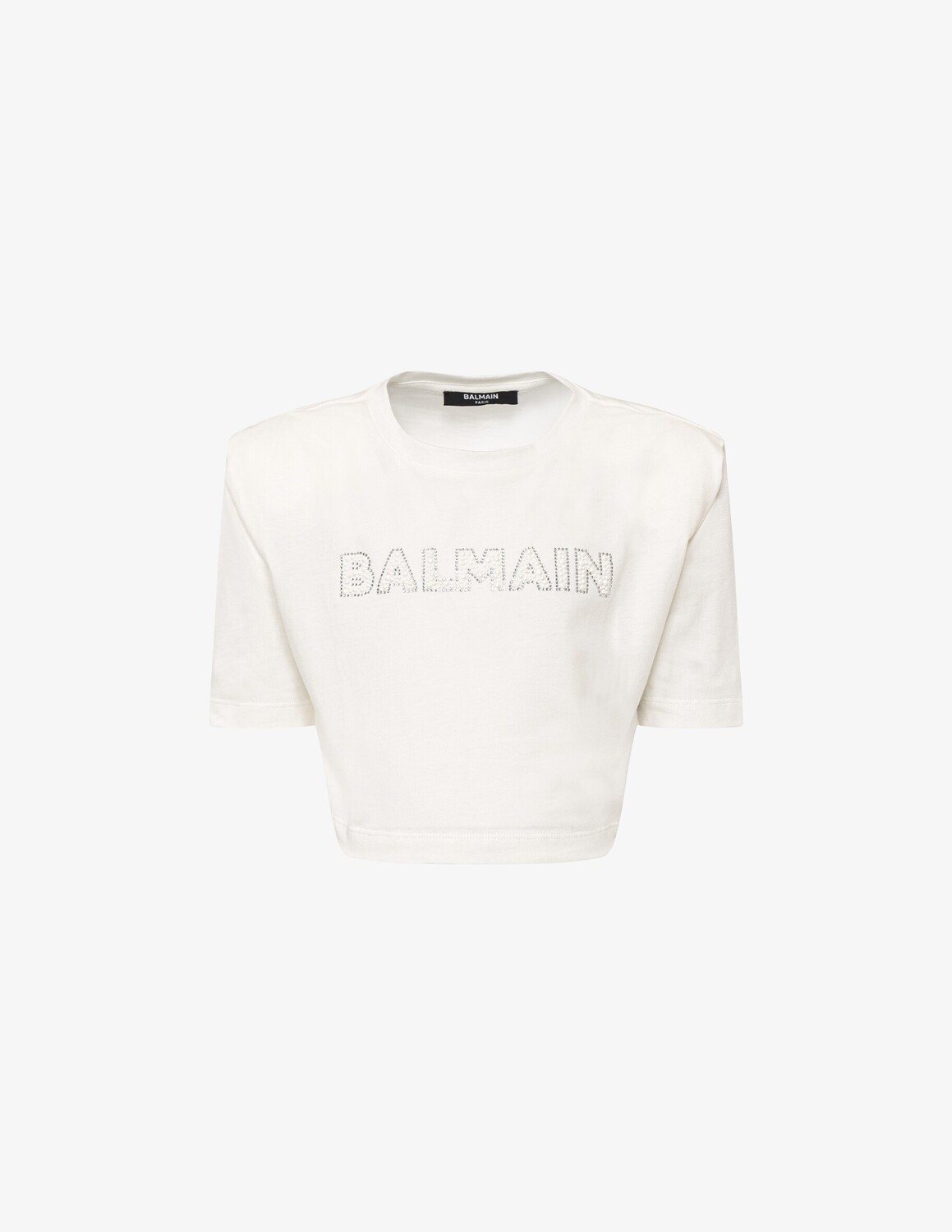 

Укороченная футболка с логотипом Balmain, белый