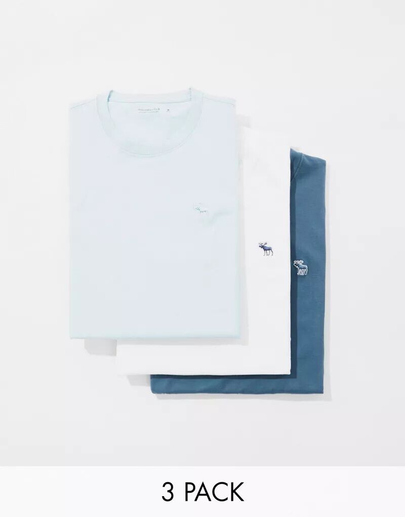 

Комплект из трех футболок с логотипом Abercrombie & Fitch синего/белого цвета