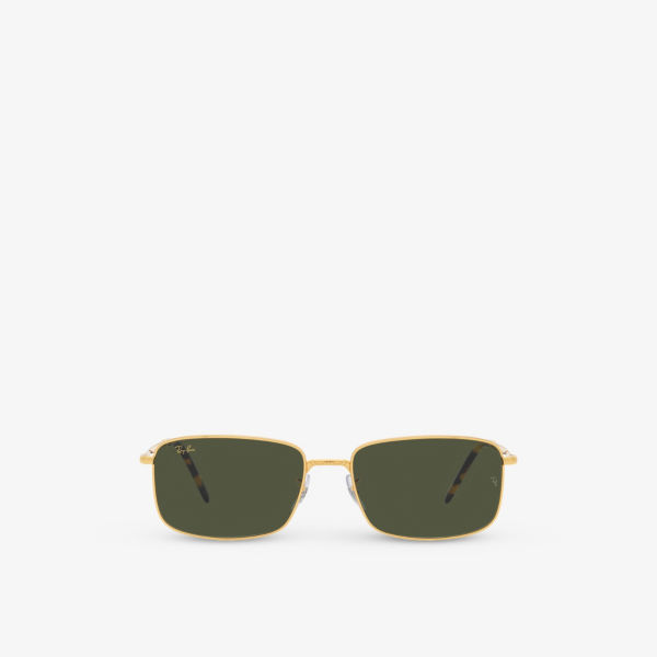 Солнцезащитные очки RB3717 в прямоугольной оправе из полированного золотистого металла Ray-Ban, желтый 28095