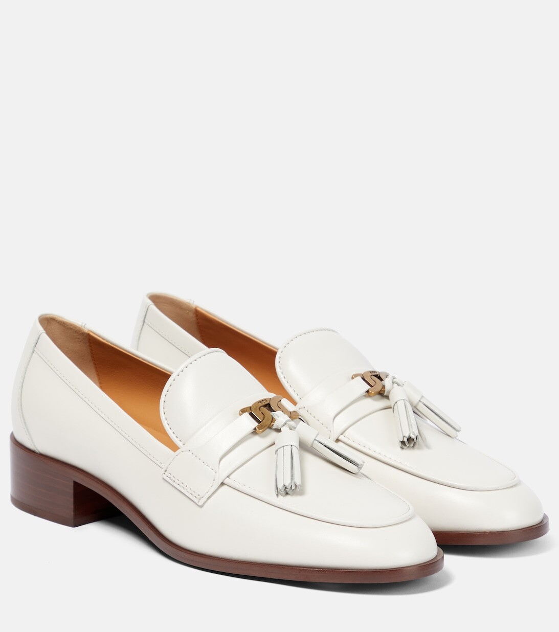 

Кожаные лоферы с кисточками Tod's, белый