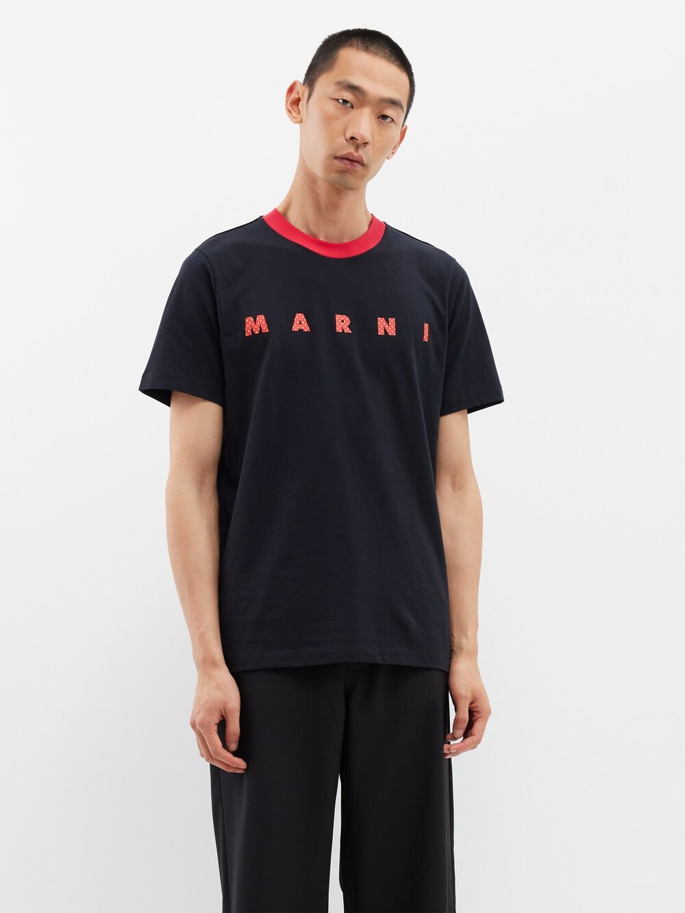 

Хлопковая футболка с логотипом Marni, черный