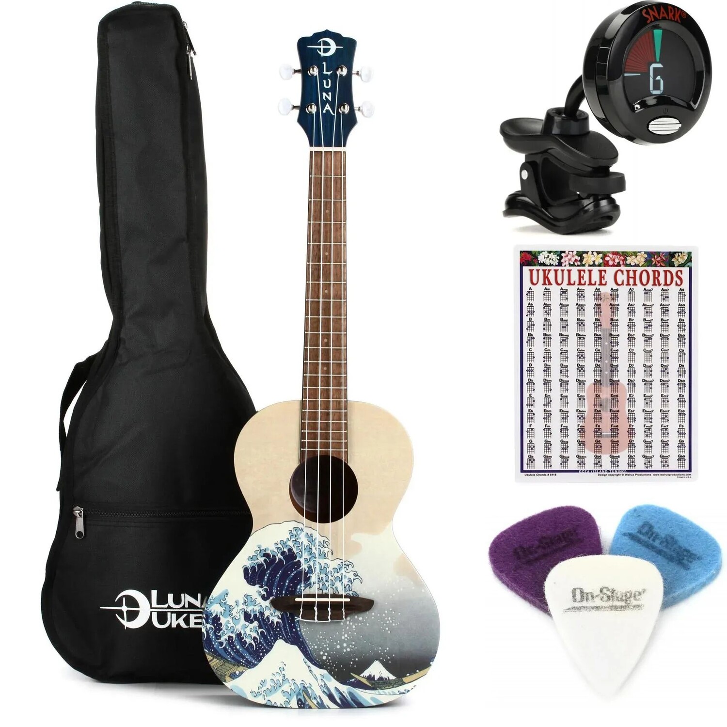 

Luna Great Wave Tenor Ukulele Essentials Bundle — графика Great Wave