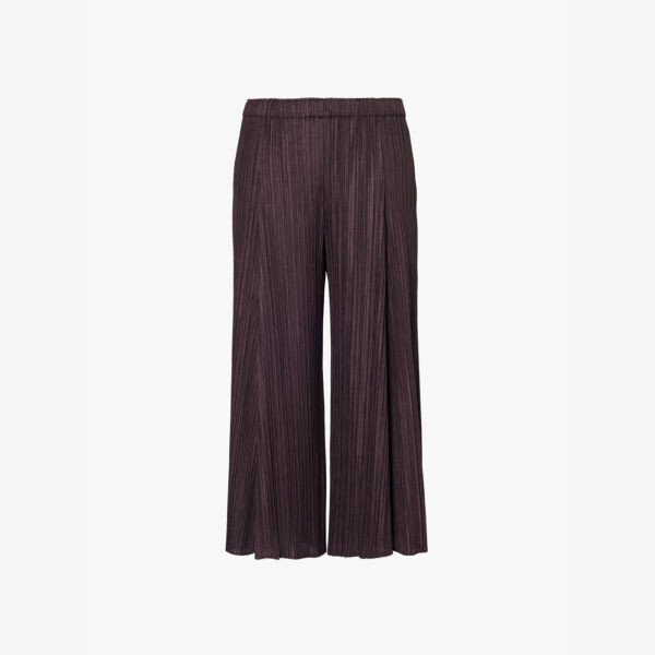 

Широкие трикотажные брюки со складками Pleats Please Issey Miyake, коричневый