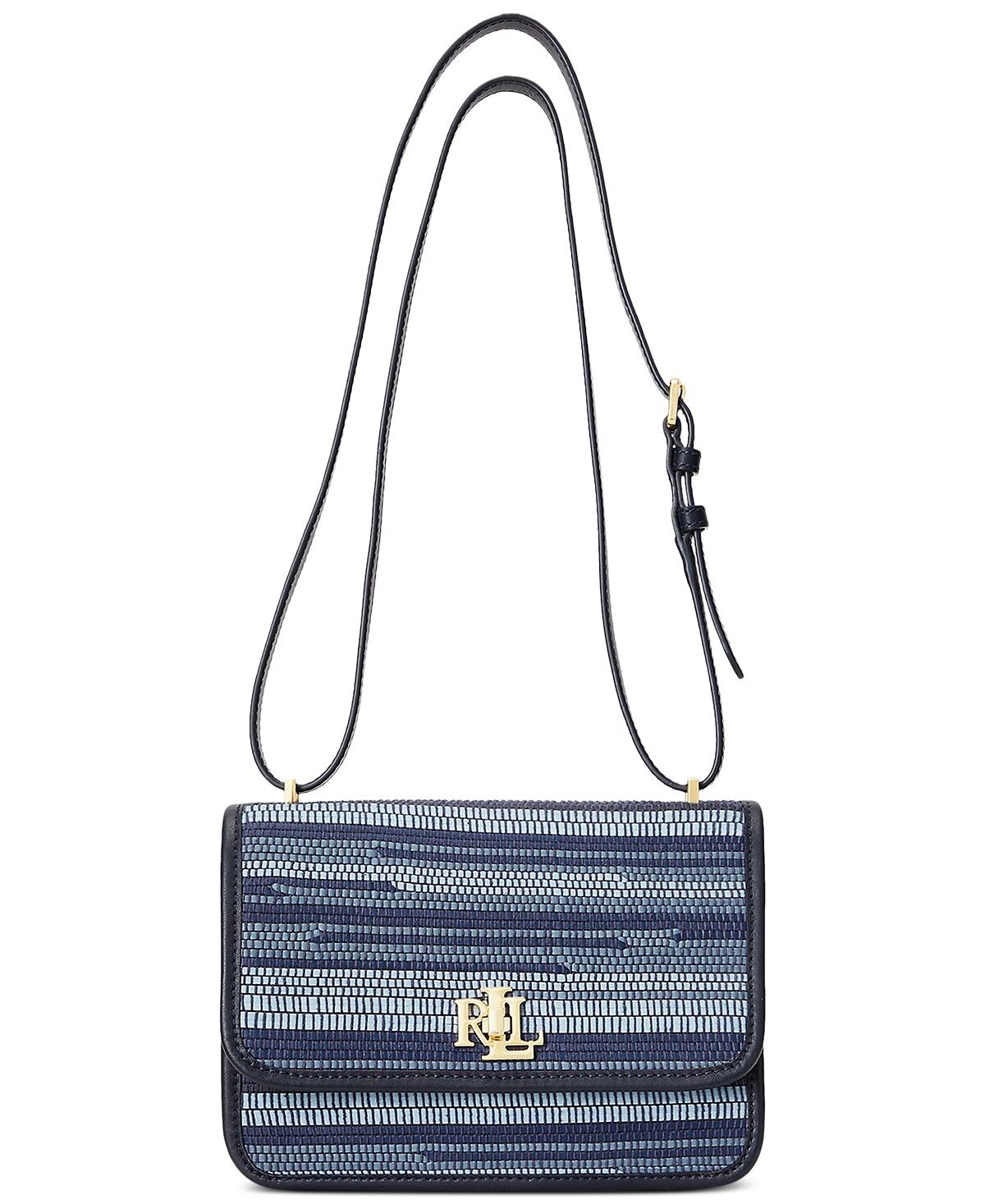 

Маленькая кожаная тканая сумка в полоску Sophee Lauren Ralph Lauren