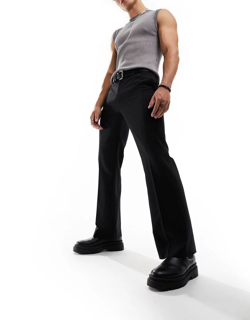 Черные строгие брюки с низкой посадкой Weekday Travis