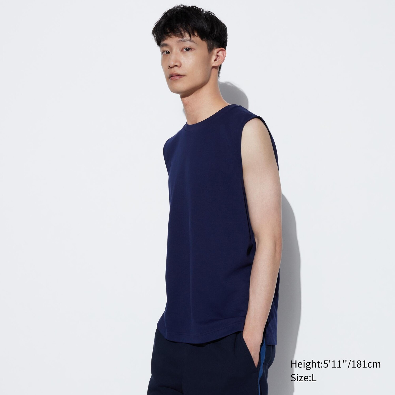 

Футболка хлопковая Uniqlo Airism без рукавов, темно - синий