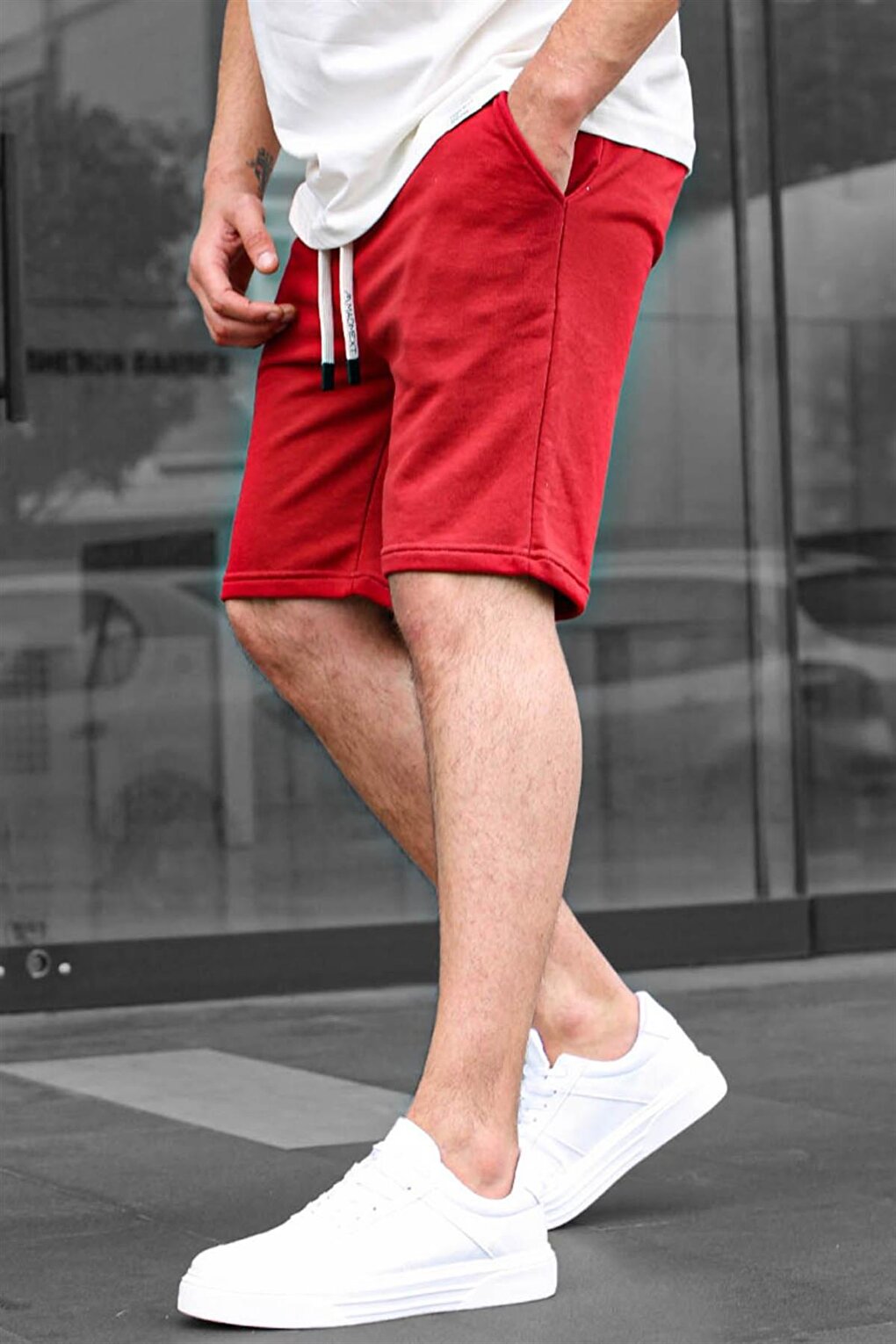 Бордово-красные базовые мужские шорты 6505 MADMEXT мужские шорты стандартного кроя бордово красные 4842 madmext