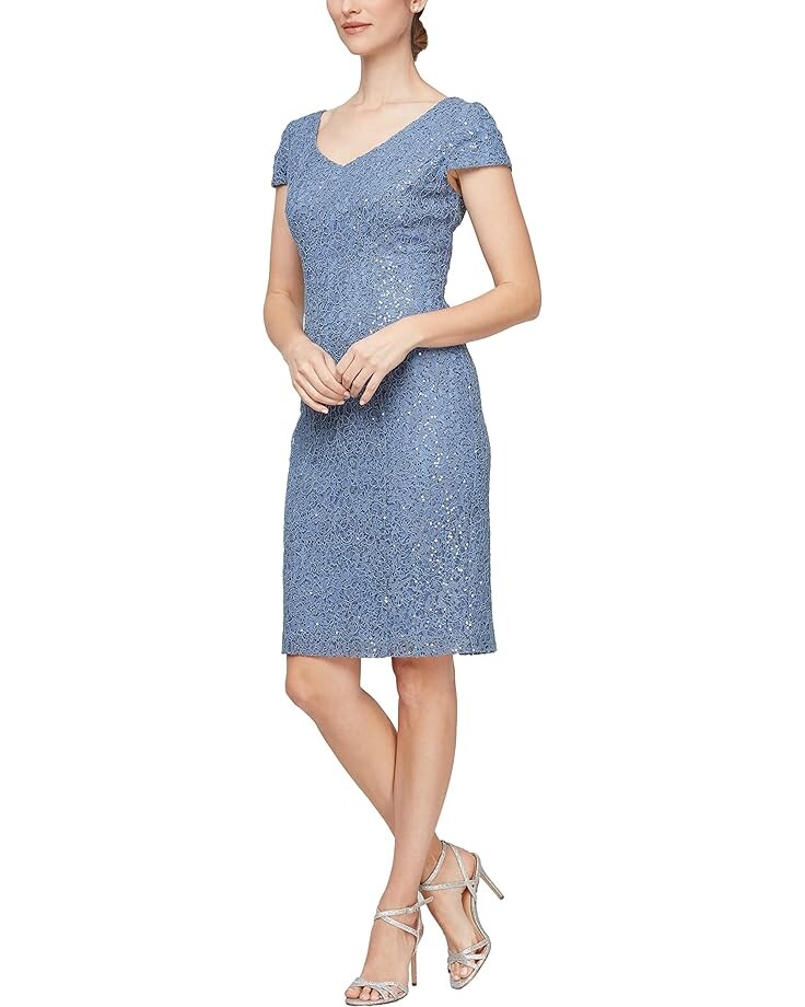 

Платье Alex Evenings Short Corded Sheath, цвет Wedgewood
