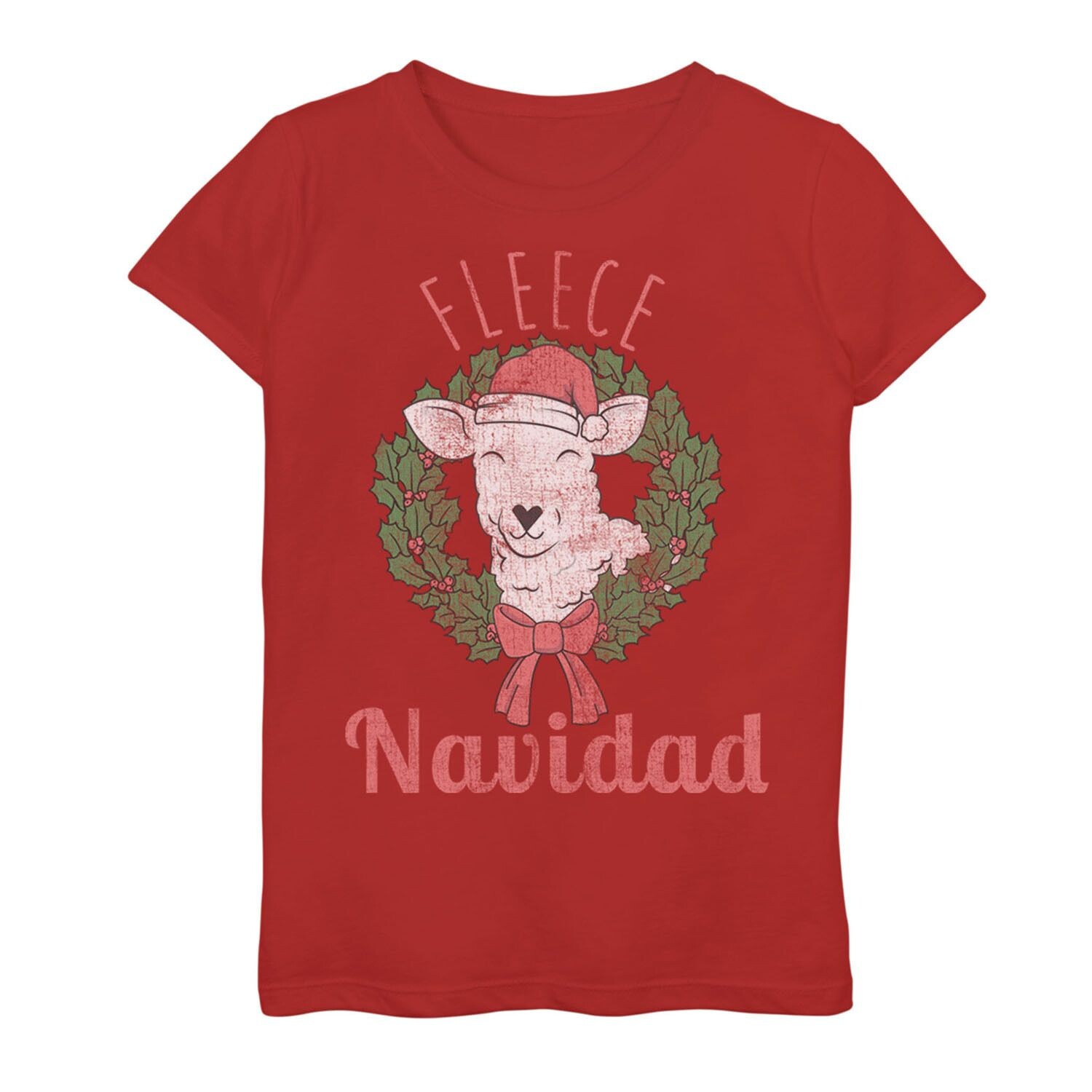

Футболка с рисунком ягненка "Fleece Navidad" для девочек 7–16 лет Unbranded, красный