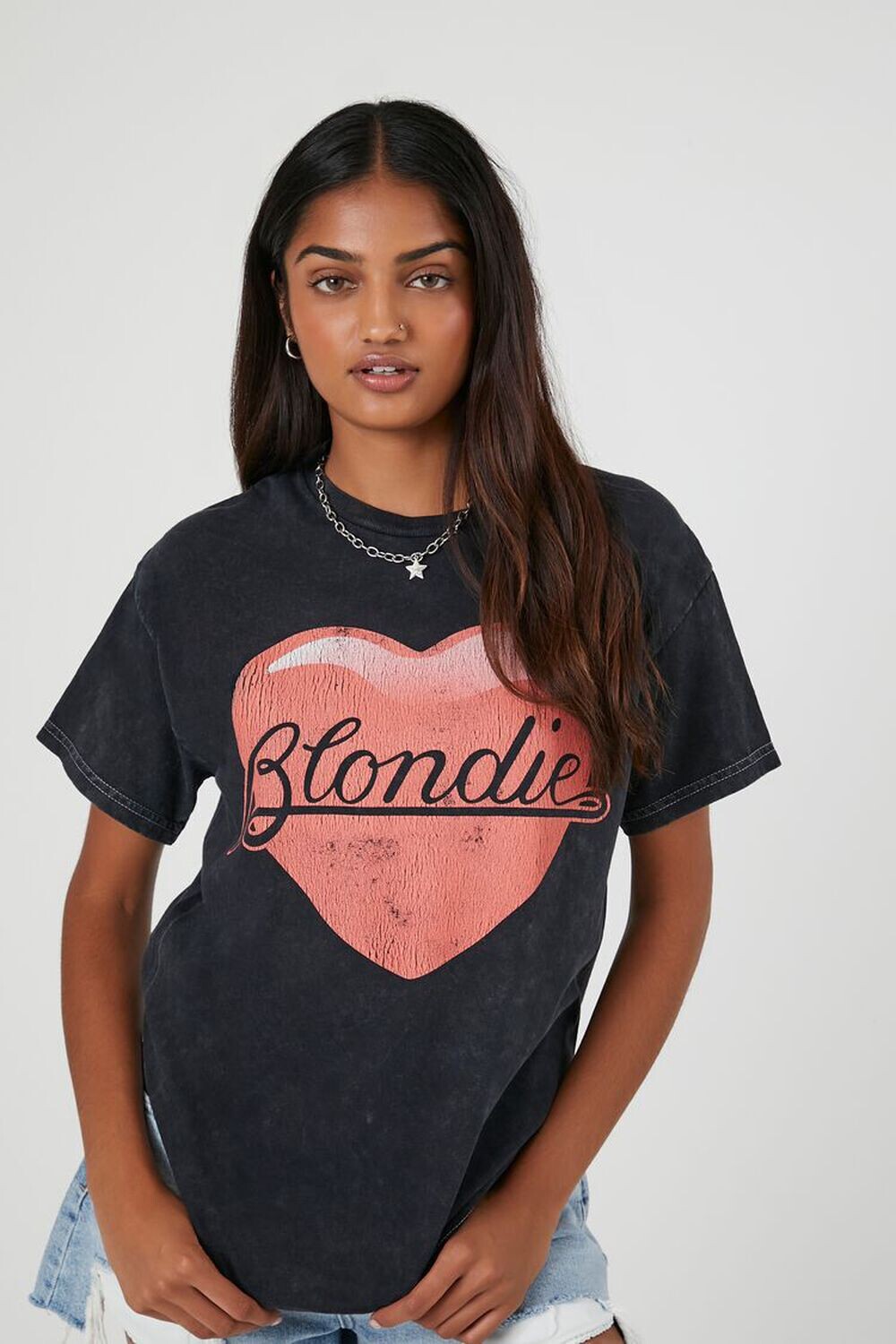 

Футболка оверсайз с рисунком Blondie Forever 21, угольный