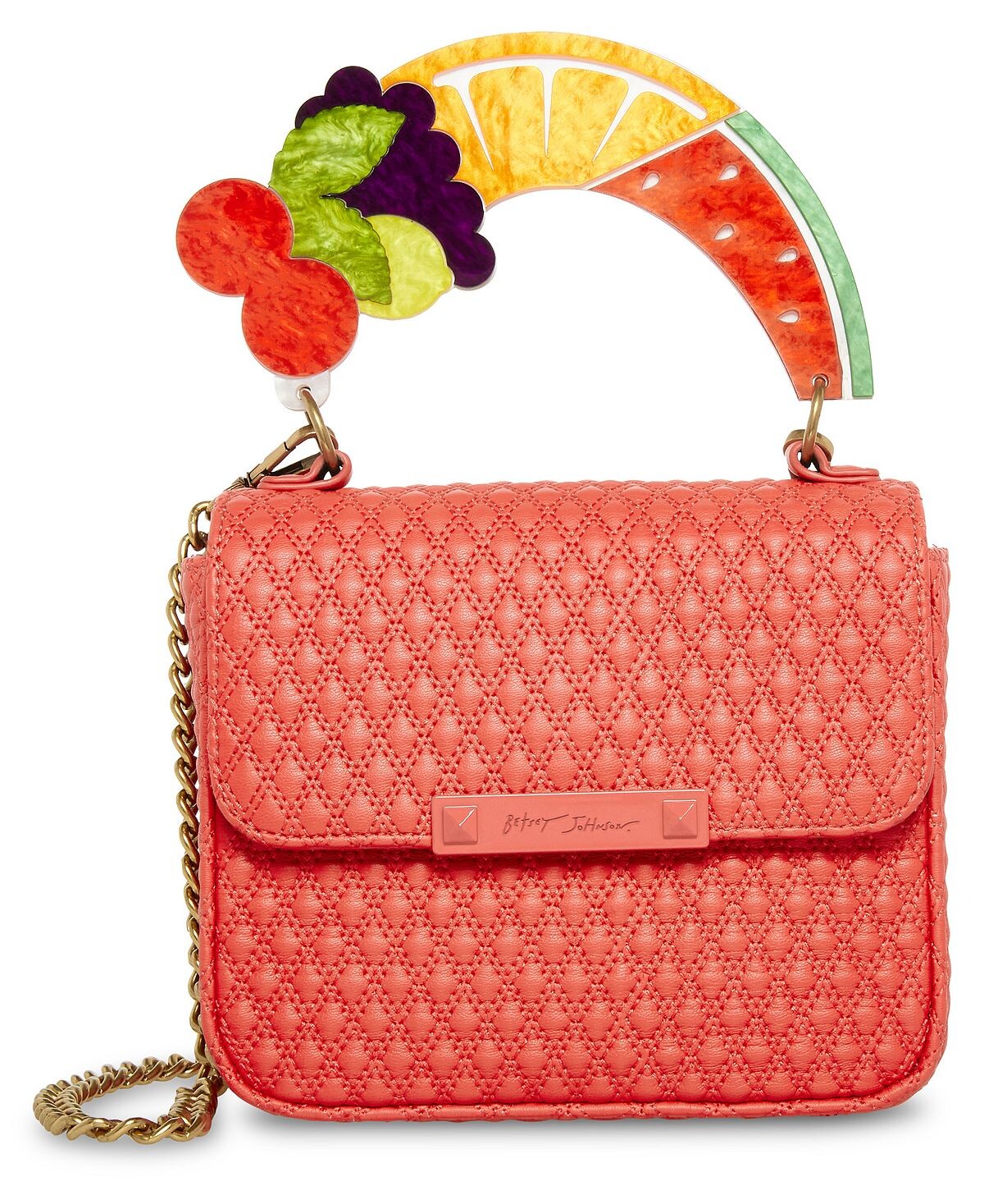 

Сумка с фруктовой ручкой и клапаном Betsey Johnson, красный