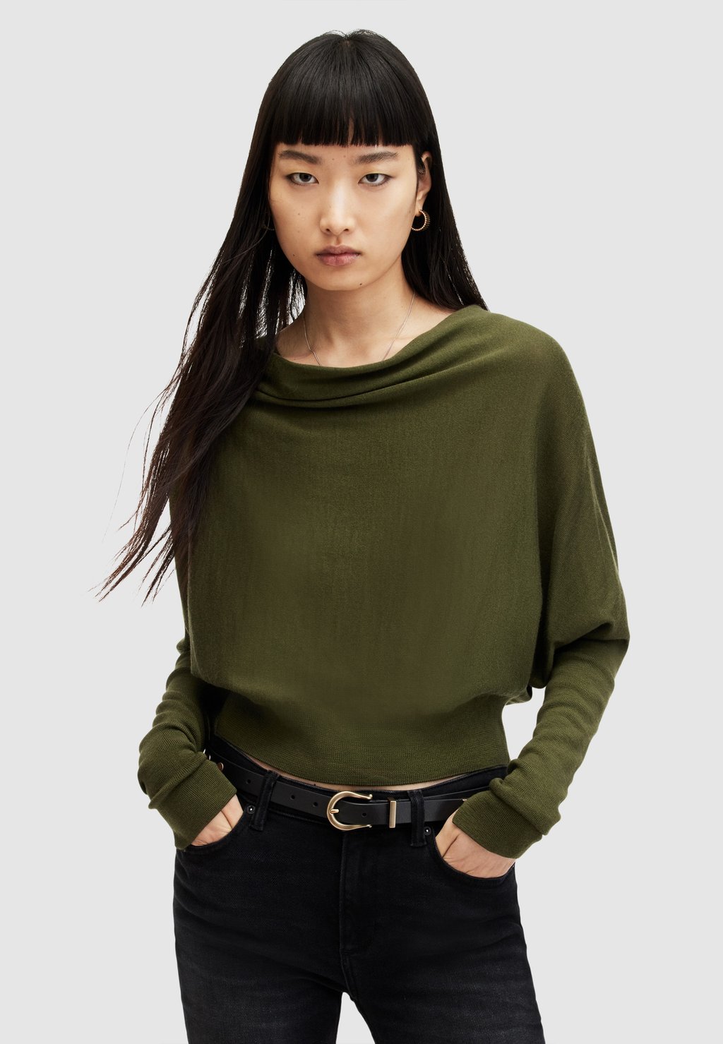 Вязаный свитер RIDLEY CROP AllSaints, цвет forest green