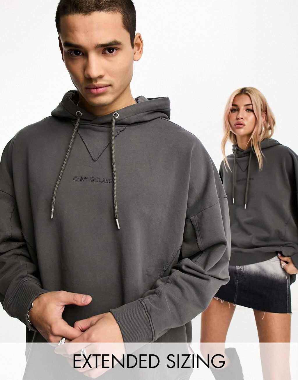 

Серая толстовка унисекс со швами Calvin Klein Jeans — эксклюзивно для ASOS, Серый