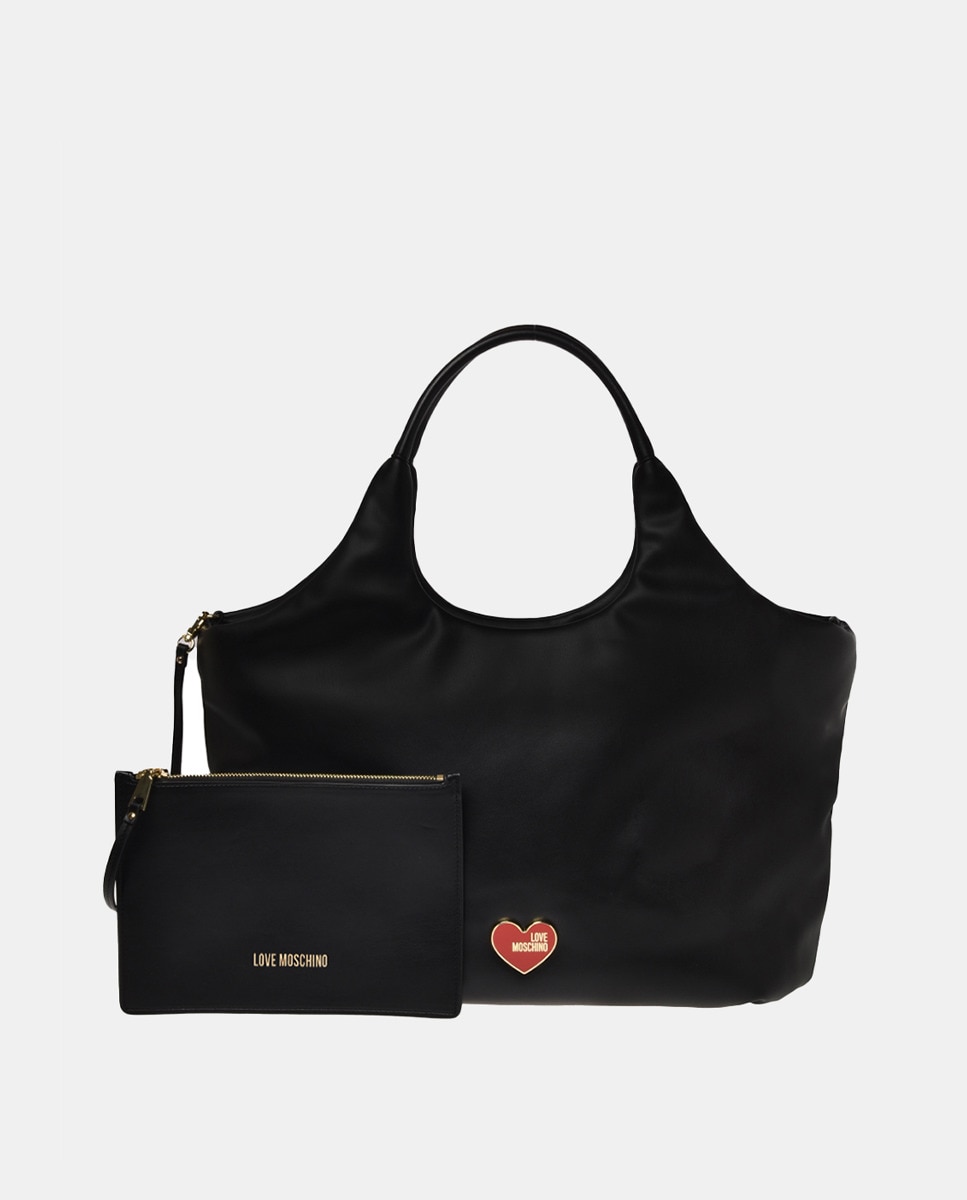 Черная сумка-тоут с металлизированной аппликацией Love Moschino, черный