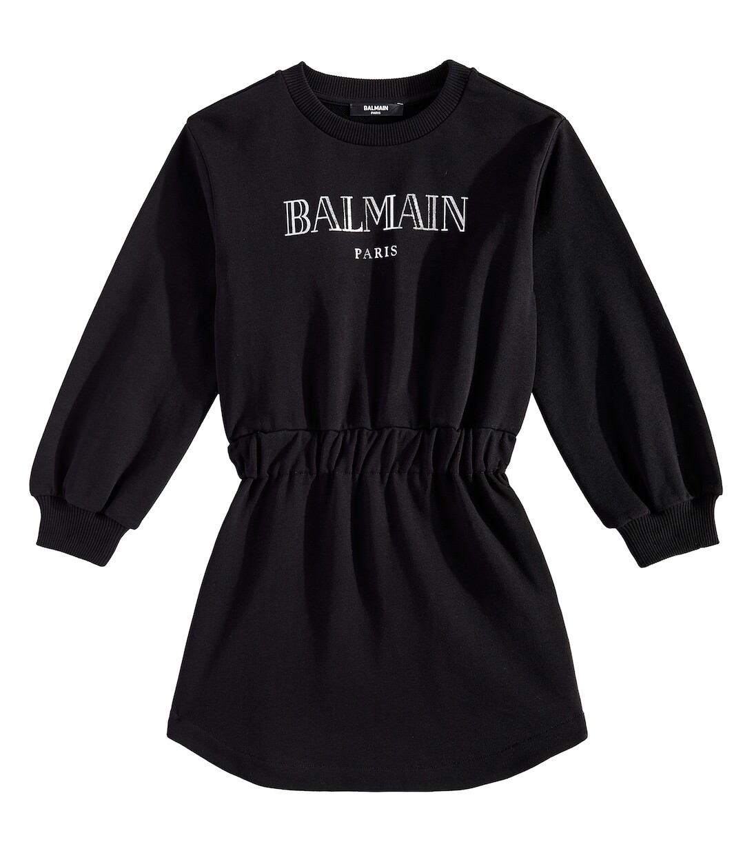 

Платье-Толстовка из хлопкового джерси с логотипом Balmain, черный