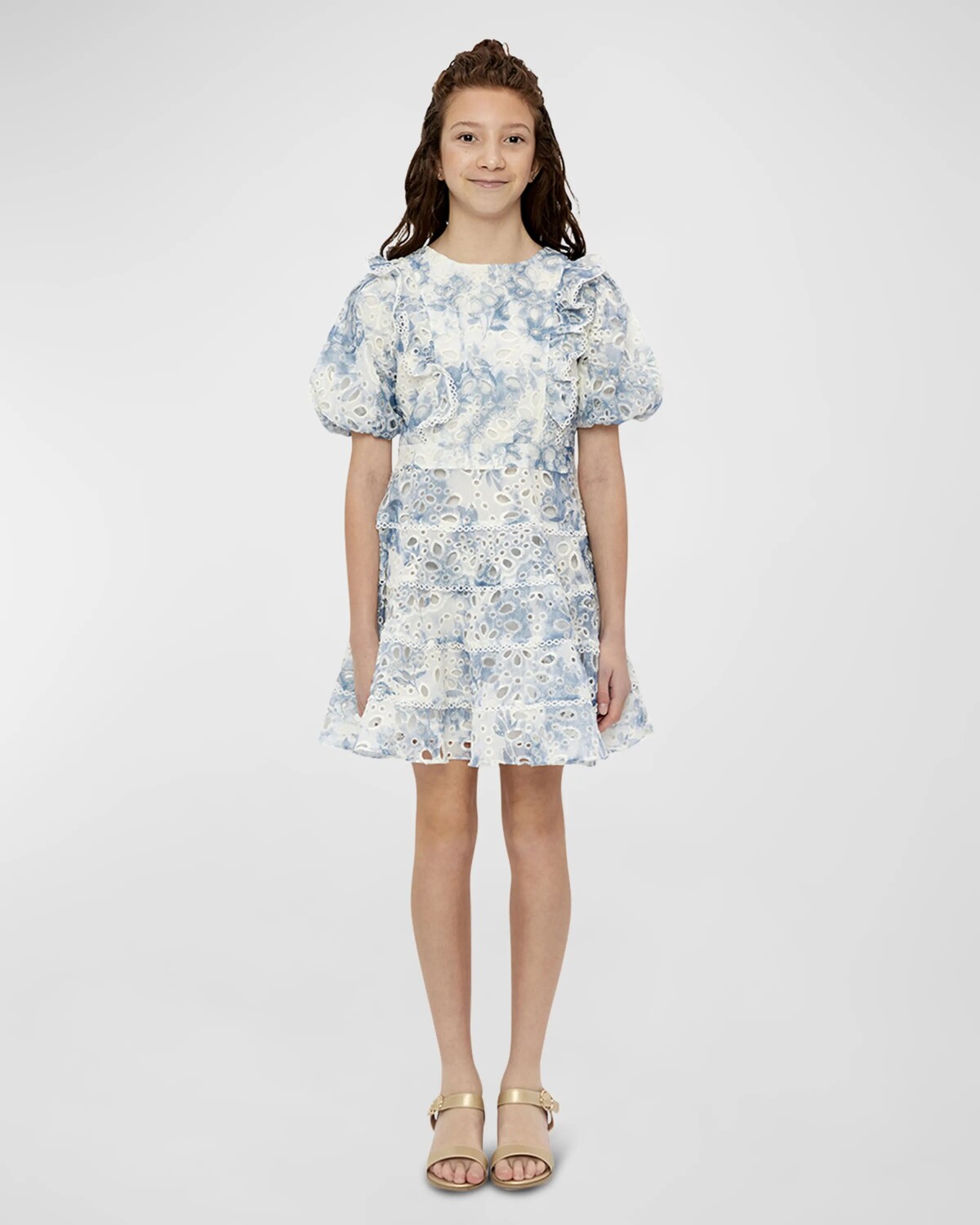 

Мини-платье Annika с вышивкой тай-дай для девочек, размер 4–14 Bardot Junior, цвет Washed Navy