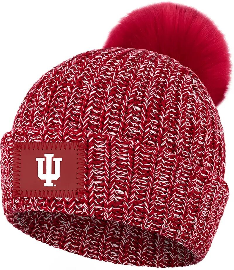 

Love Your Melon Hoosiers Indiana Темно-красная вязаная шапка с помпонами