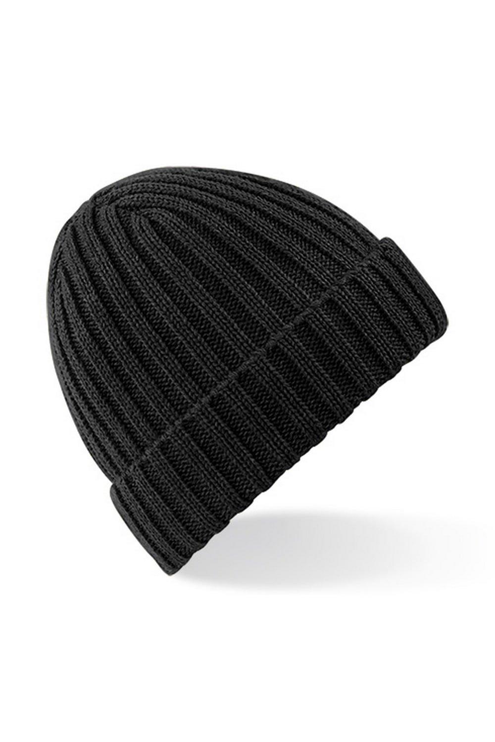 цена Массивная зимняя шапка-бини в рубчик Beechfield, черный