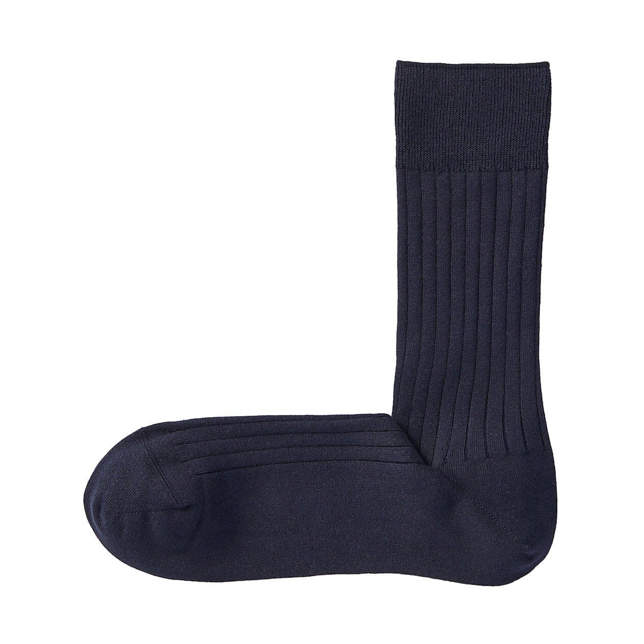 Деловые носки в рубчик прямоугольной вязки (мужские) MUJI, темно-синий