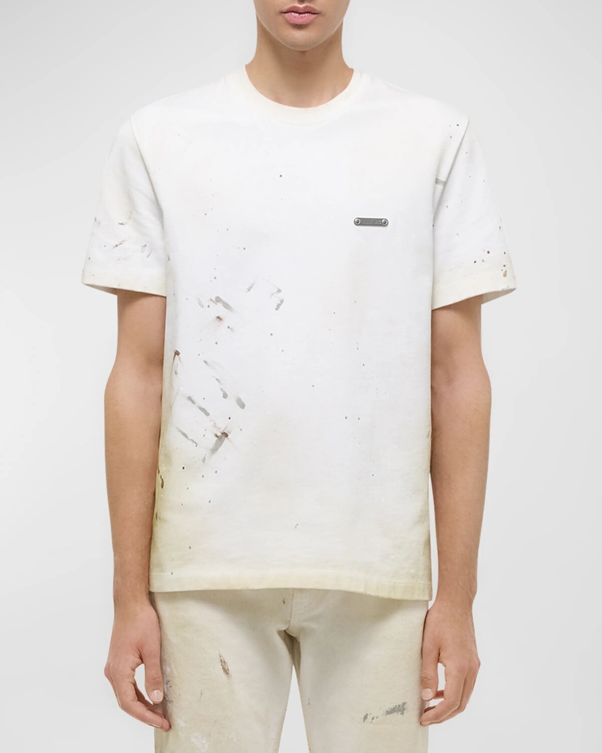 

Мужская футболка из джерси с брызгами краски Helmut Lang, цвет White