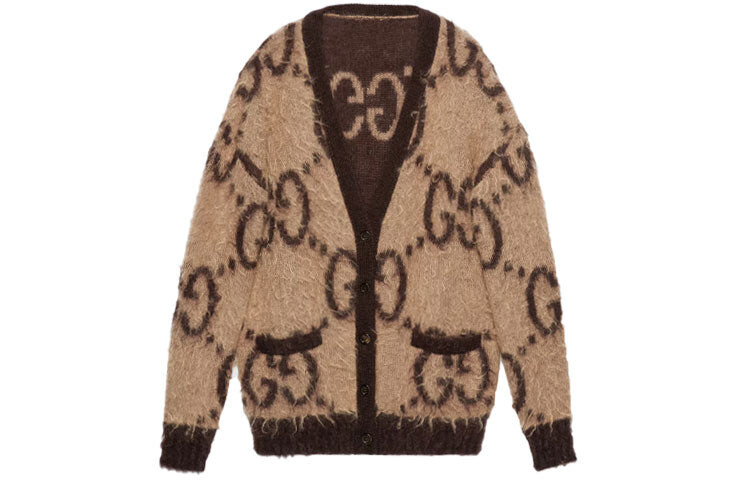 

Кардиган Gucci GG вязаный с длинными рукавами, коричневый/бежевый
