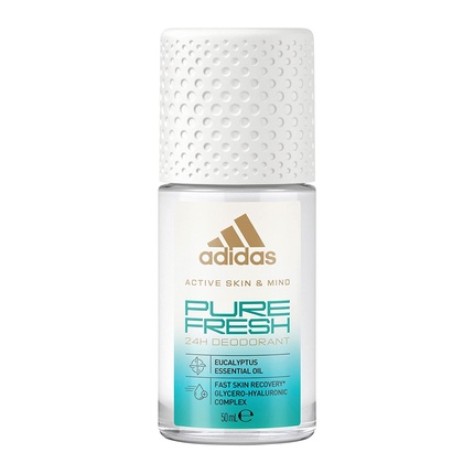 Шариковый дезодорант Pure Fresh Roll для женщин с эвкалиптовым маслом и свежестью 24 часа, 50 мл, Adidas