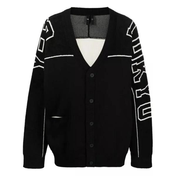 

Кардиган intarsia-knit logo v-neck knitwear cardigan Y-3, черный