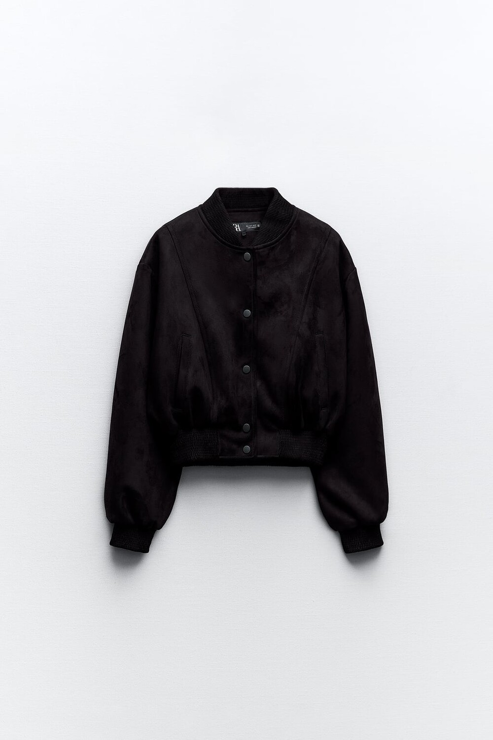 

Бомбер из искусственной замши ZARA, черный