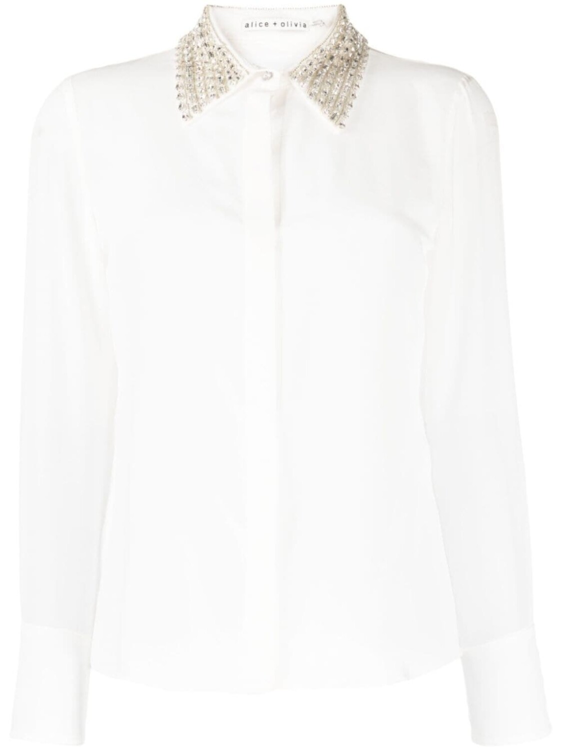 

alice + olivia шелковая рубашка Willa с кристаллами, белый