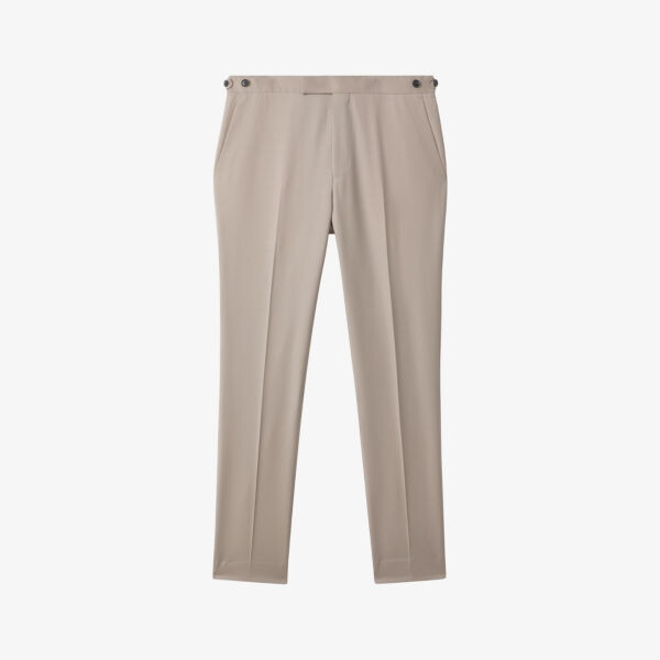 

Брюки прямого кроя dillon из эластичной шерсти Reiss, цвет stone