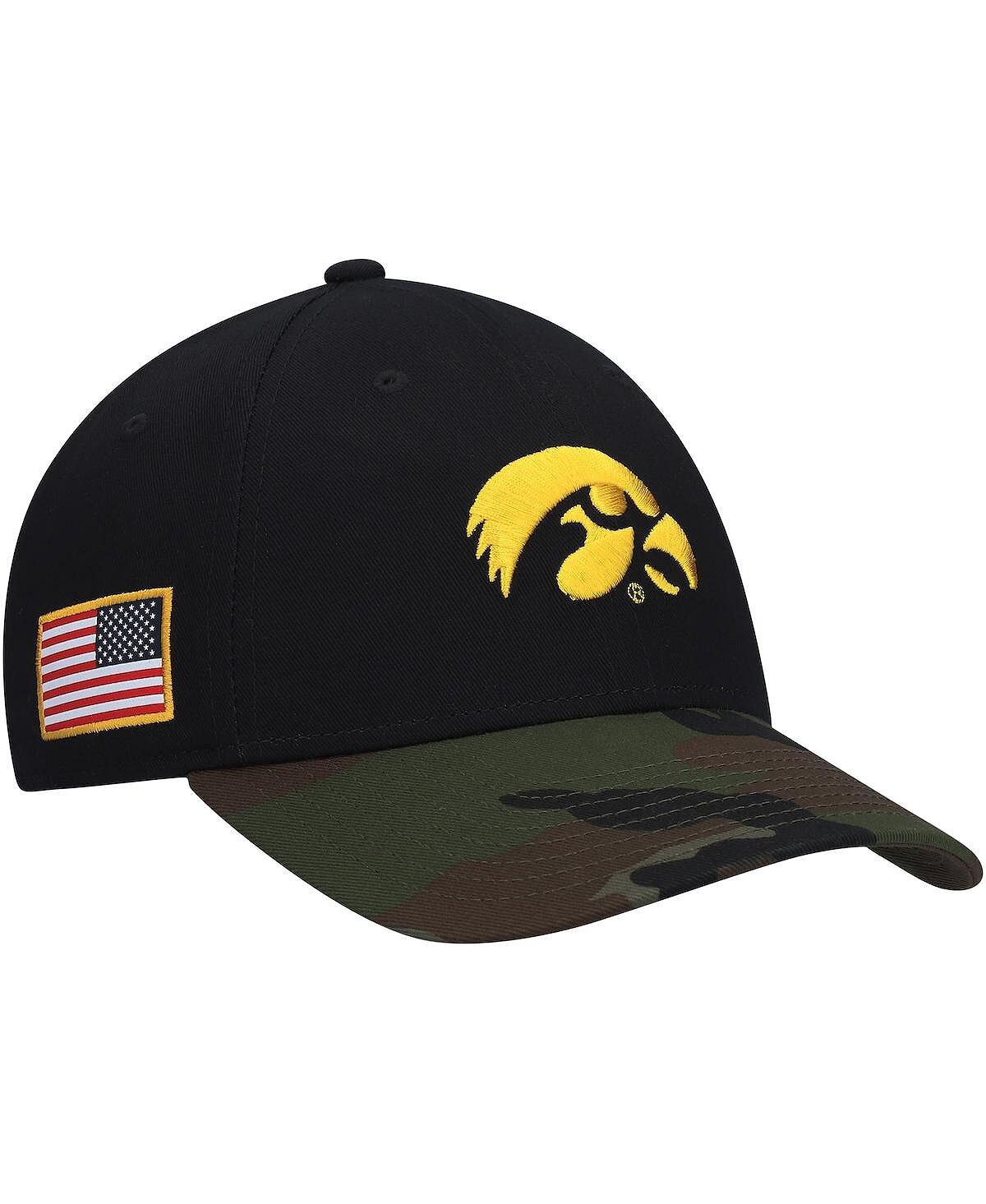 

Мужская черно-камуфляжная регулируемая кепка Iowa Hawkeyes в военном стиле Appreciation Legacy91 Nike